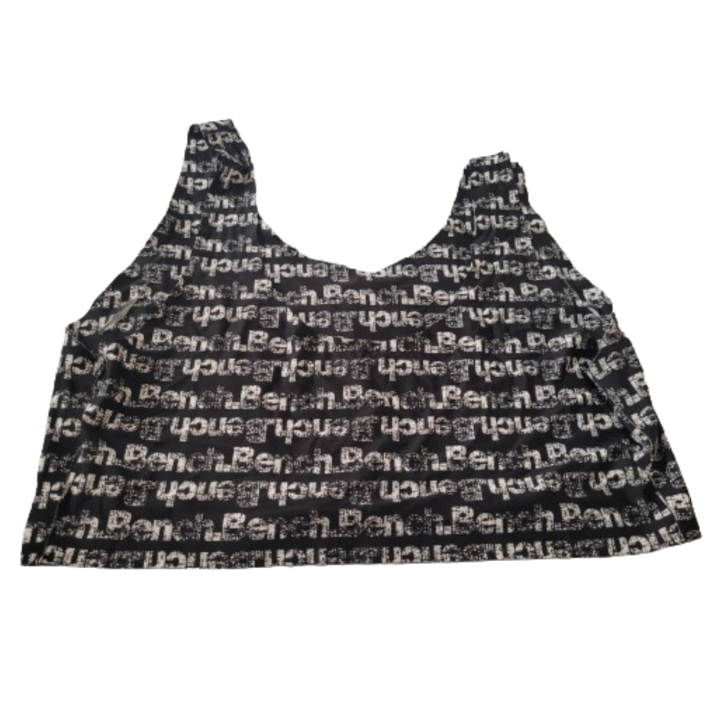 Bench Bralette - Size XL, Black with White Logo Print